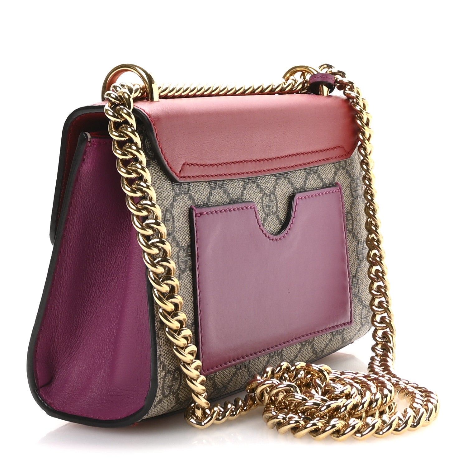 Gucci GG Supreme Monogram Calfskin Small Padlock Shoulder Bag Beige Hibiscus Red New Rosette 3 of 10