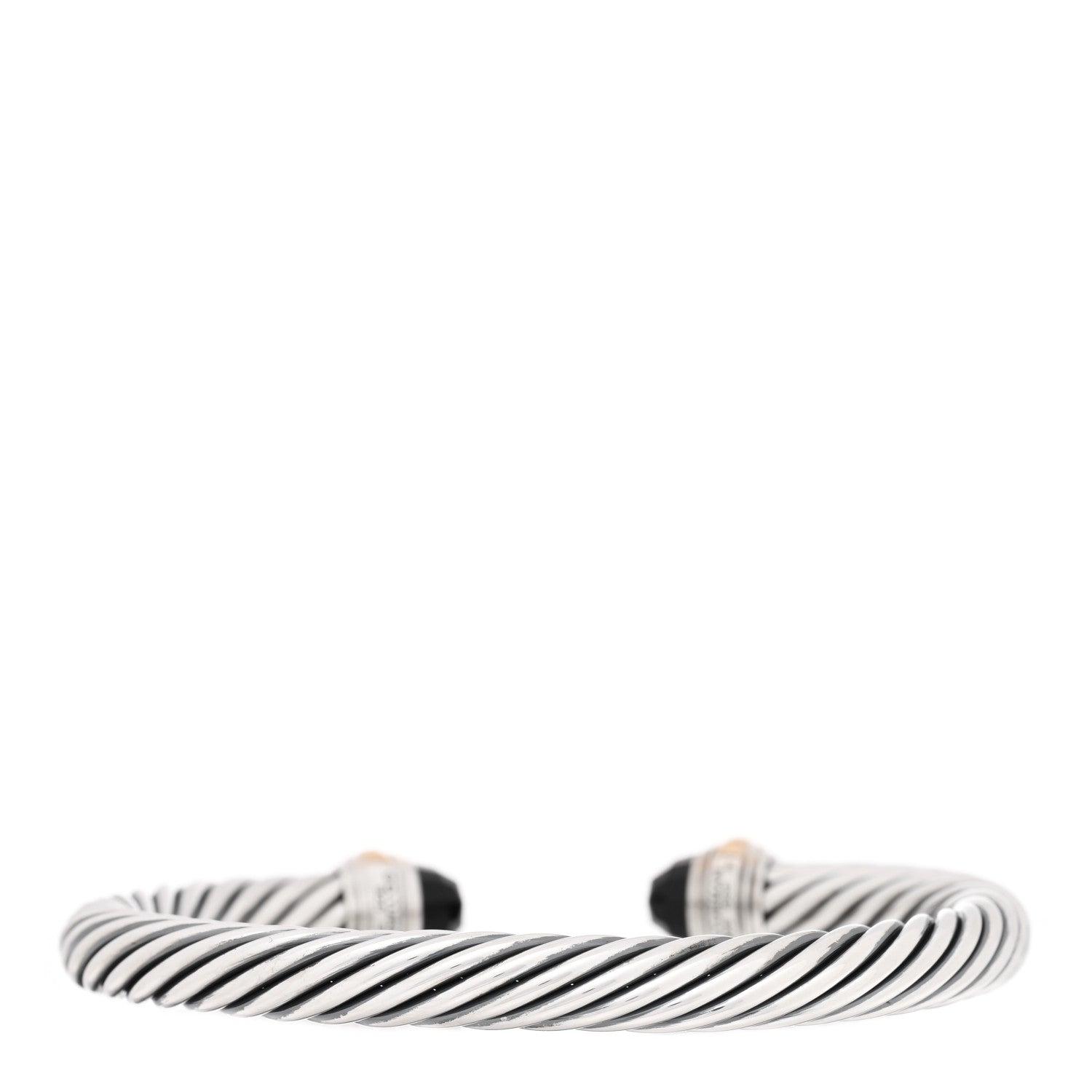 David Yurman Sterling Silver 14K Yellow Gold Black Onyx 7mm Cable Classics Bracelet 2 of 3