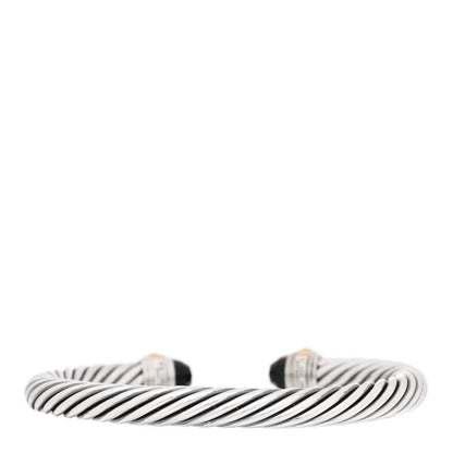 David Yurman Sterling Silver 14K Yellow Gold Black Onyx 7mm Cable Classics Bracelet 2 of 3