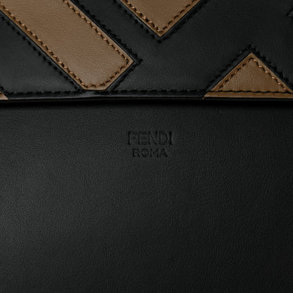 Fendi Vitello Century F is Fendi FF Diagonal Inlay Kan I Shoulder Bag Fango Black Fragola 9 of 11
