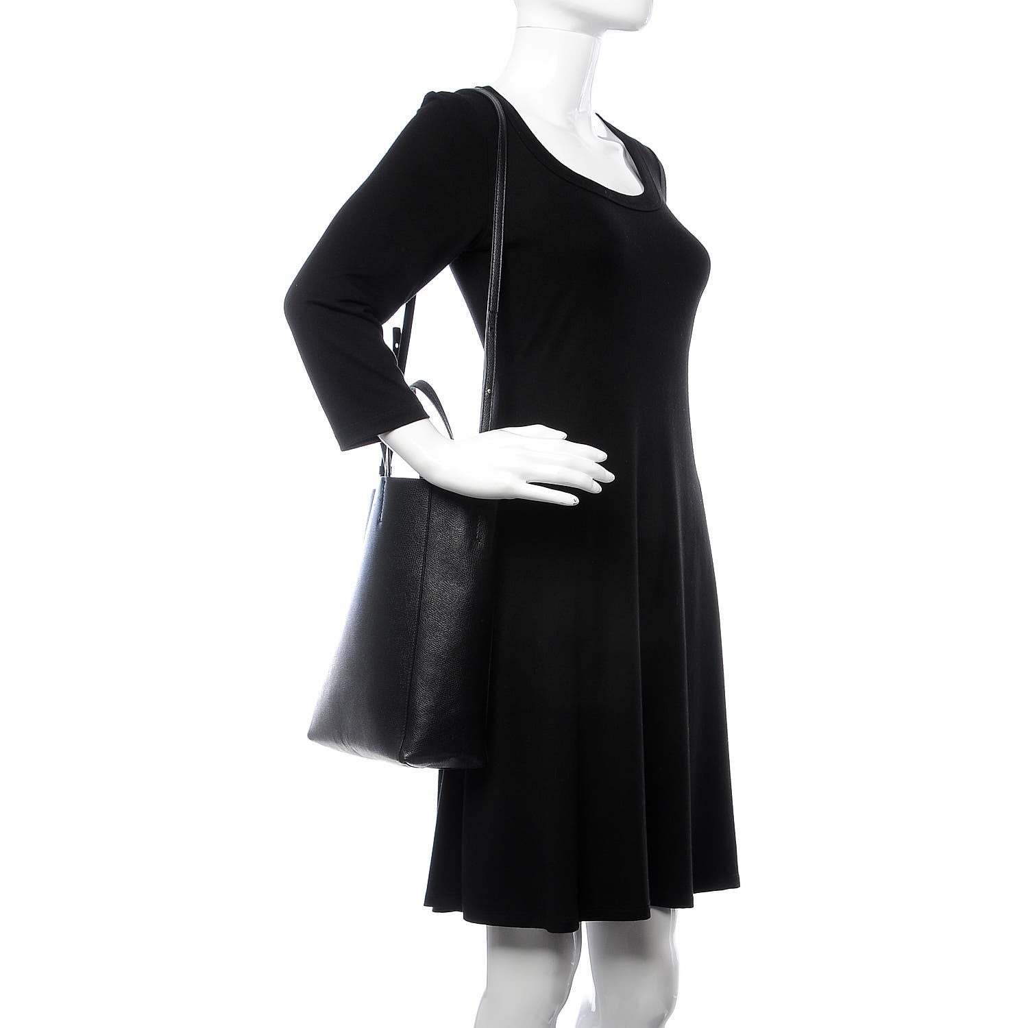 Celine Grained Calfskin Small Vertical Cabas Black 2 of 8