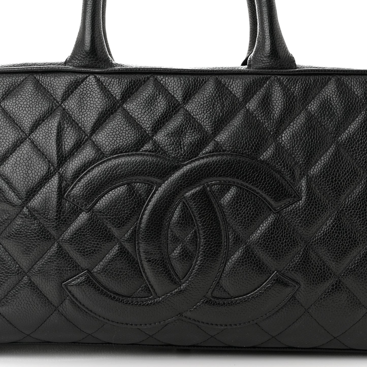 Caviar Quilted Large Bowler Black