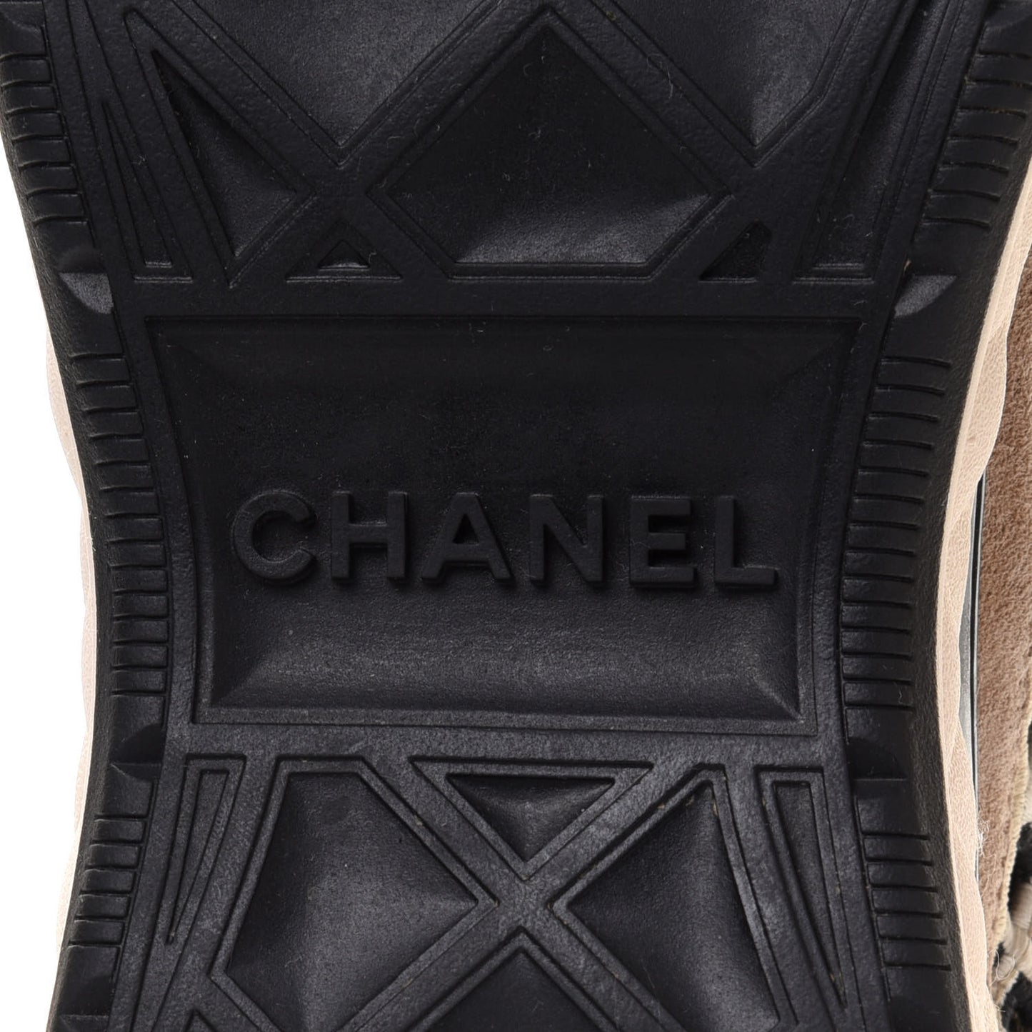 Suede Calfskin Embroidered CC Sneakers 38 Beige Black