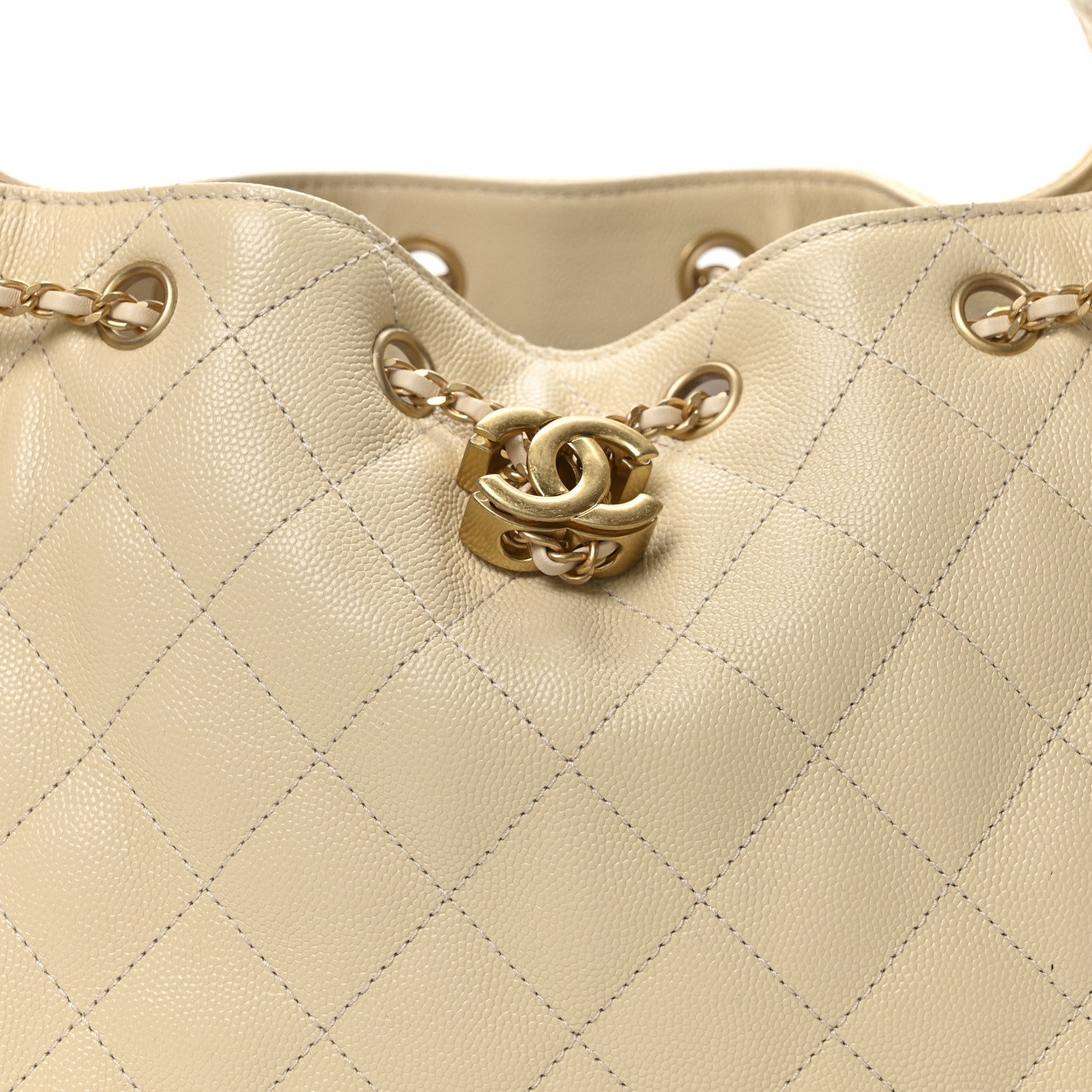 Chanel Caviar Quilted Small Chanel 25 Handbag Beige 8 of 10