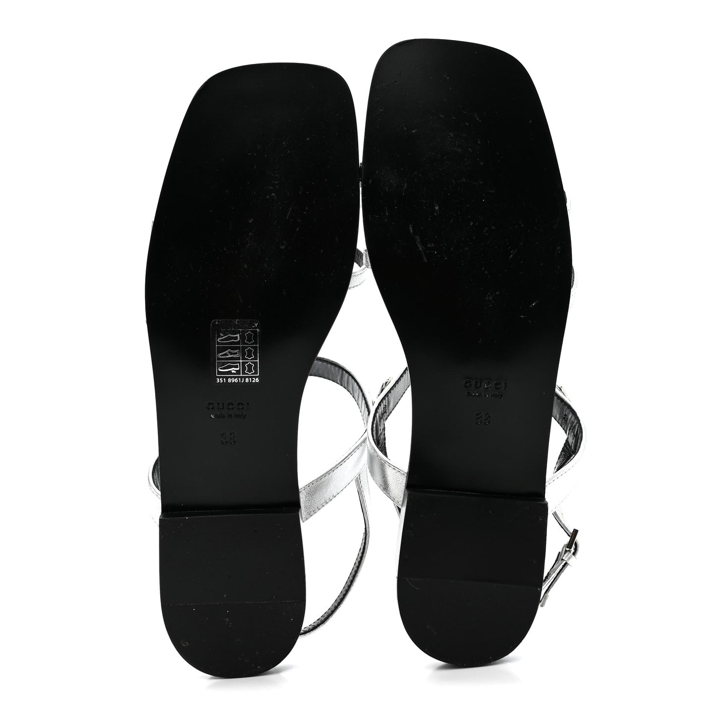 Metallic Calfskin Horsebit Divine Slingback Sandals 38 Silver