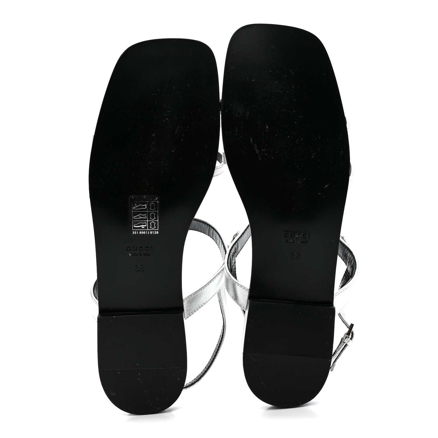 Gucci Metallic Calfskin Horsebit Divine Slingback Sandals 38 Silver 6 of 13