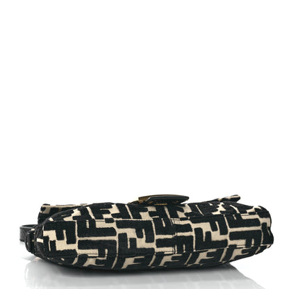 Fendi Fabric Snakeskin FF Baguette Black White 3 of 11