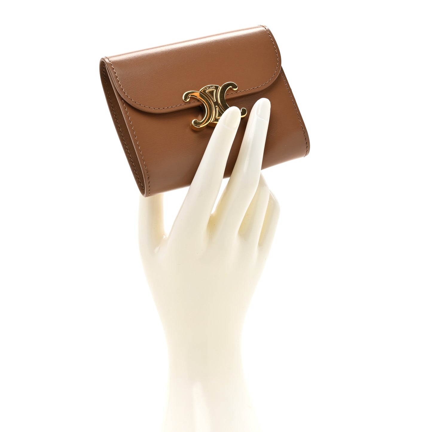 Shiny Calfskin Small Triomphe Wallet Bronze