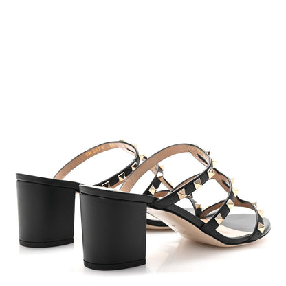 Valentino Garavani Calfskin Rockstud 60mm Caged Slide Sandals 40 Black 5 of 10