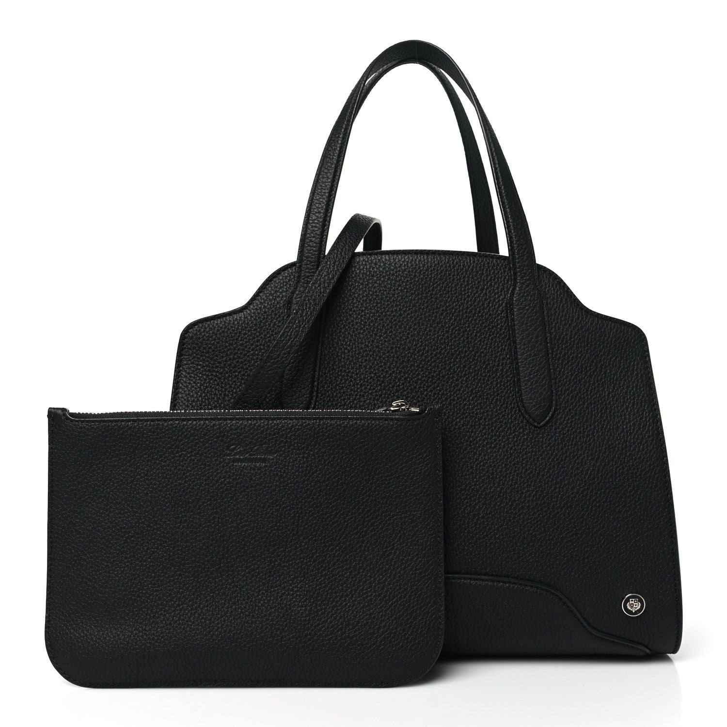 Loro Piana Grained Calfskin Medium Sesia Black 3 of 10
