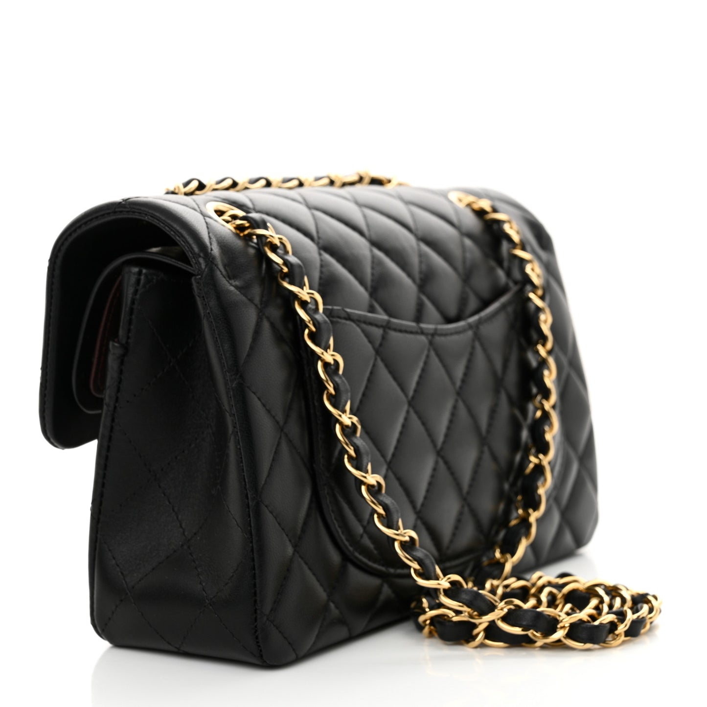 Lambskin Quilted Small Double Flap Black