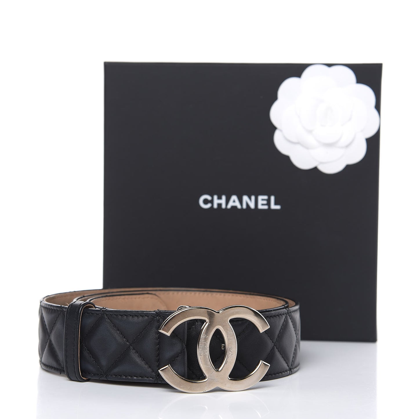 Lambskin Quilted CC Belt 90 36 Black