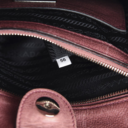 Prada Glace Calf Small Twin Pocket Tote Pink 6 of 10