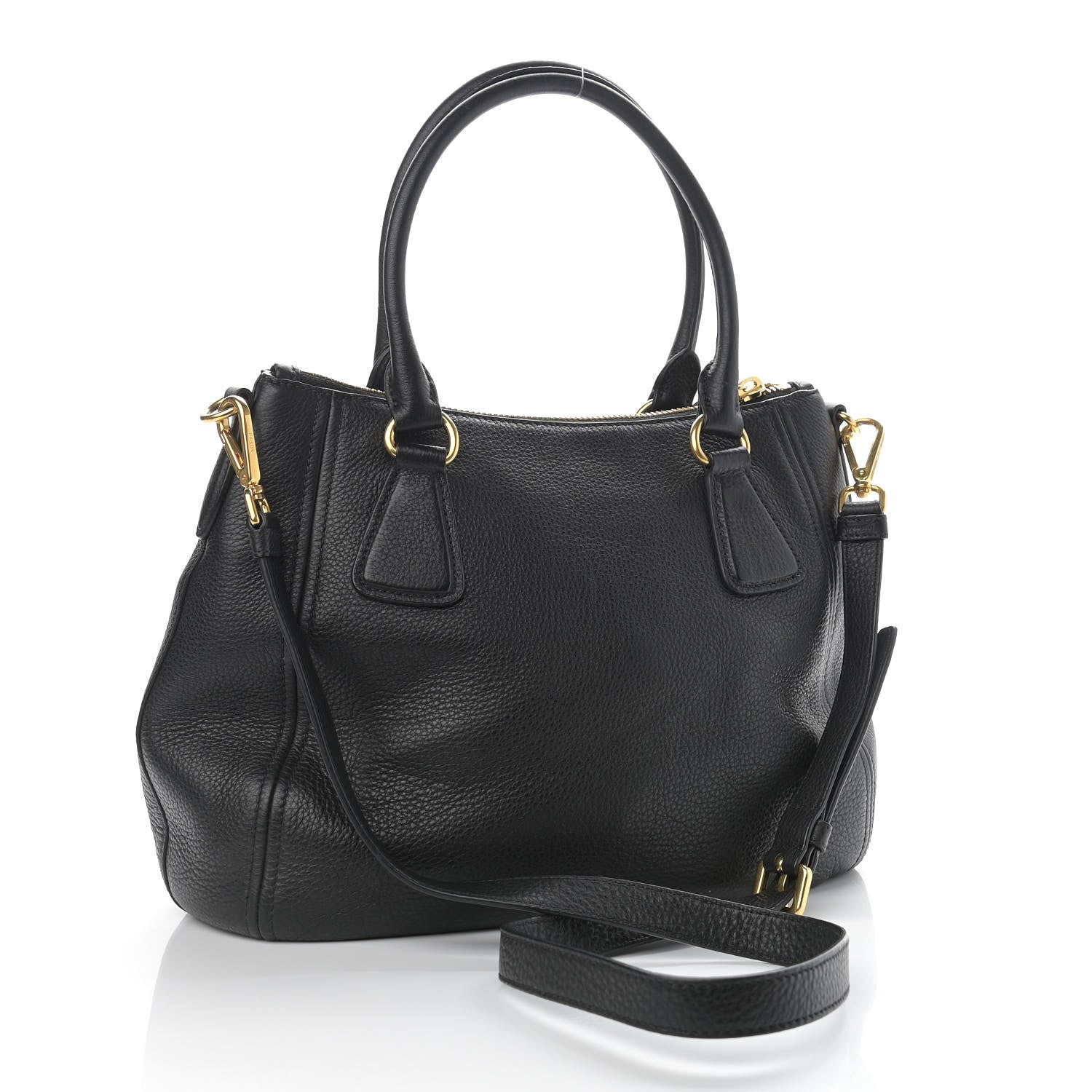 Prada Vitello Phenix Shoulder Bag Black 2 of 9