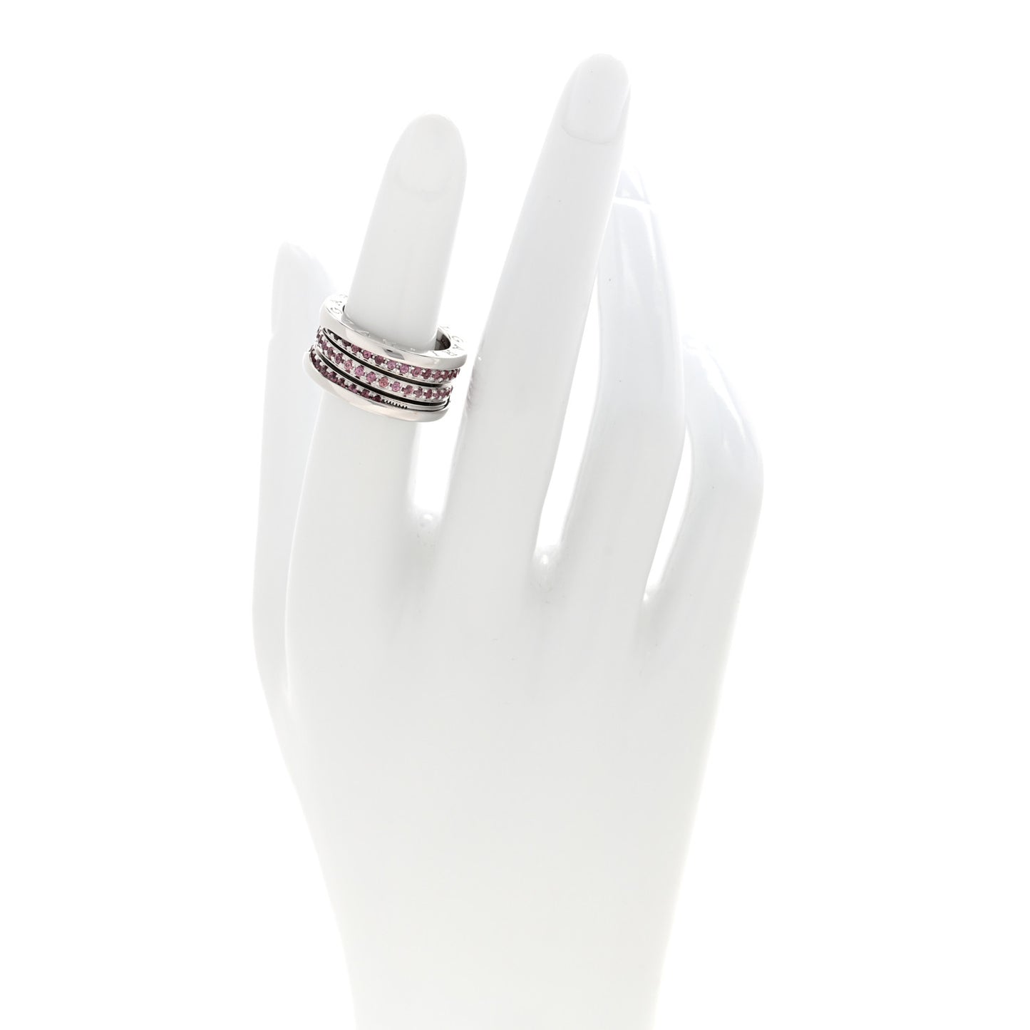 18K White Gold Pink Sapphire B.Zero1 Three-Band Ring 51 5.75
