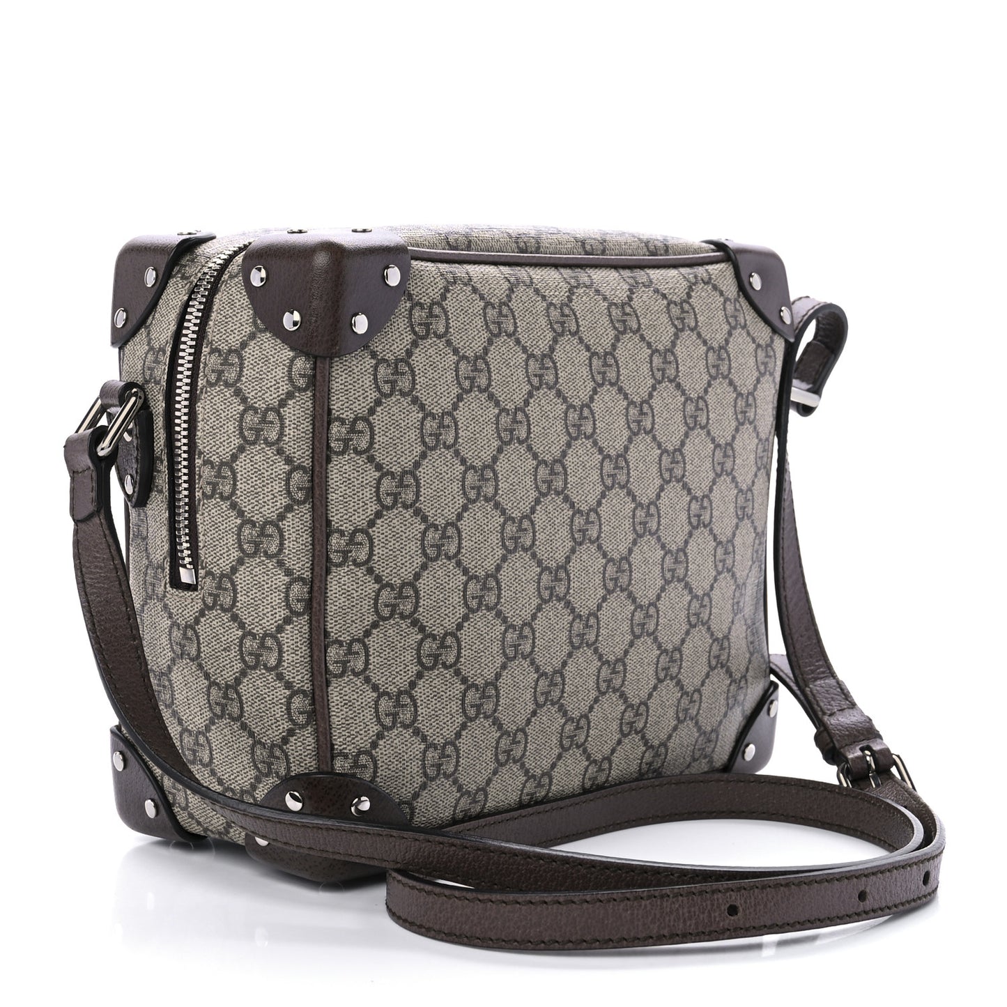 GG Supreme Monogram Textured Calfskin Square Messenger Bag Beige Ebony New Acero