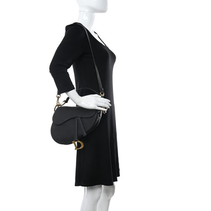 Christian Dior Grained Calfskin Saddle Bag With Strap Black 2 of 8
