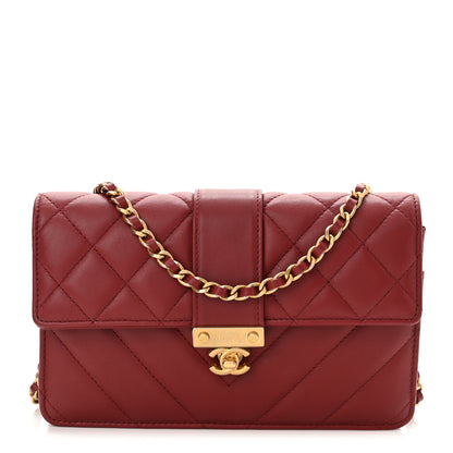 Chanel Calfskin Quilted Chevron In The City Bag Wallet on Chain WOC Red 1 of 11
