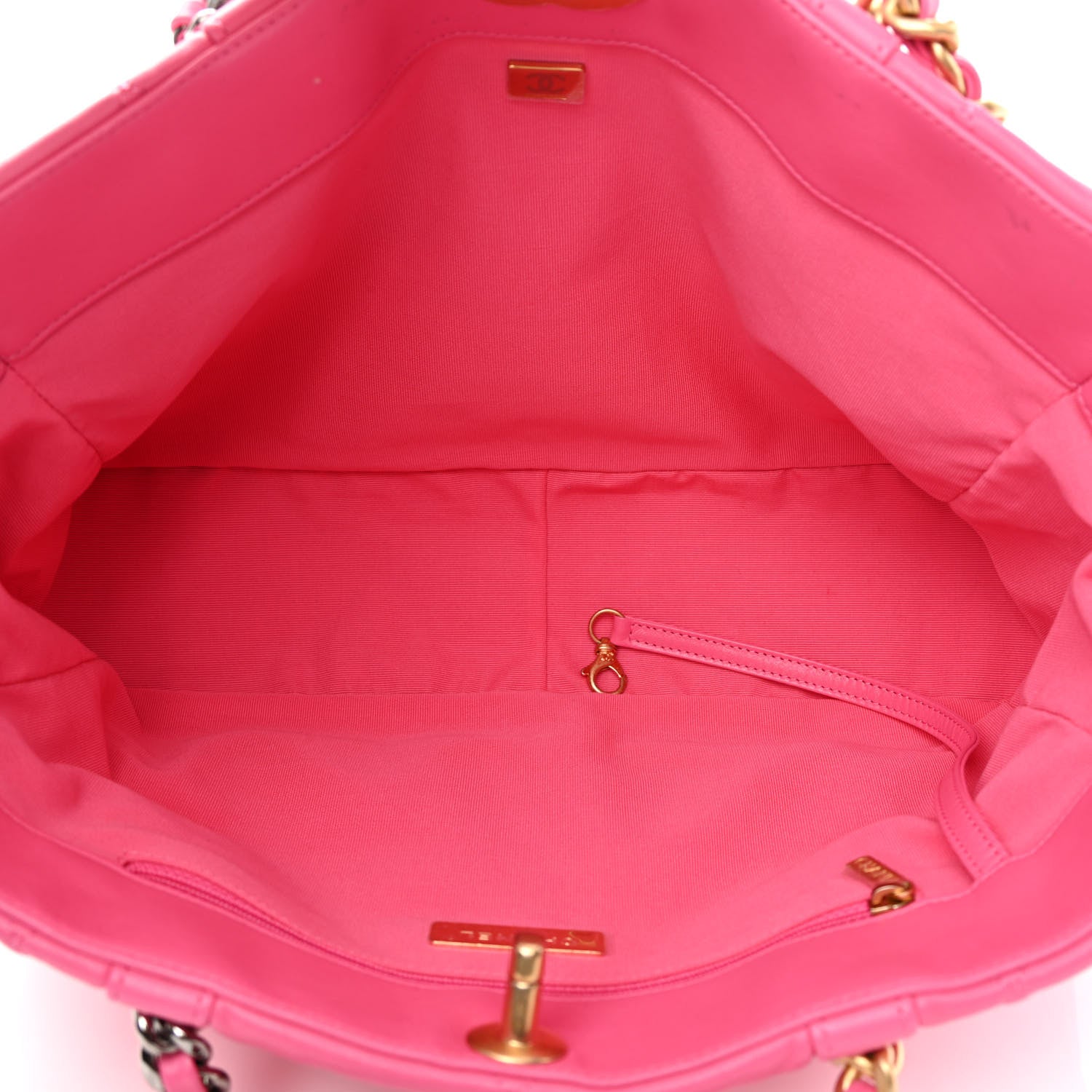 Chanel Lambskin Quilted Chanel 19 East West Shopping Bag Dark Pink 5 of 12