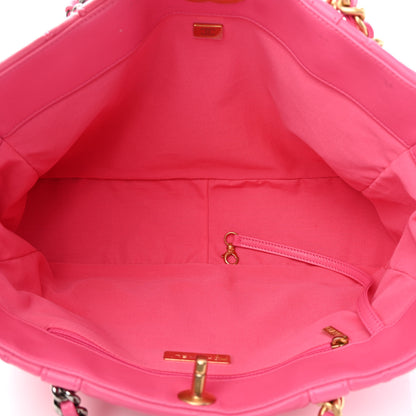 Chanel Lambskin Quilted Chanel 19 East West Shopping Bag Dark Pink 5 of 12
