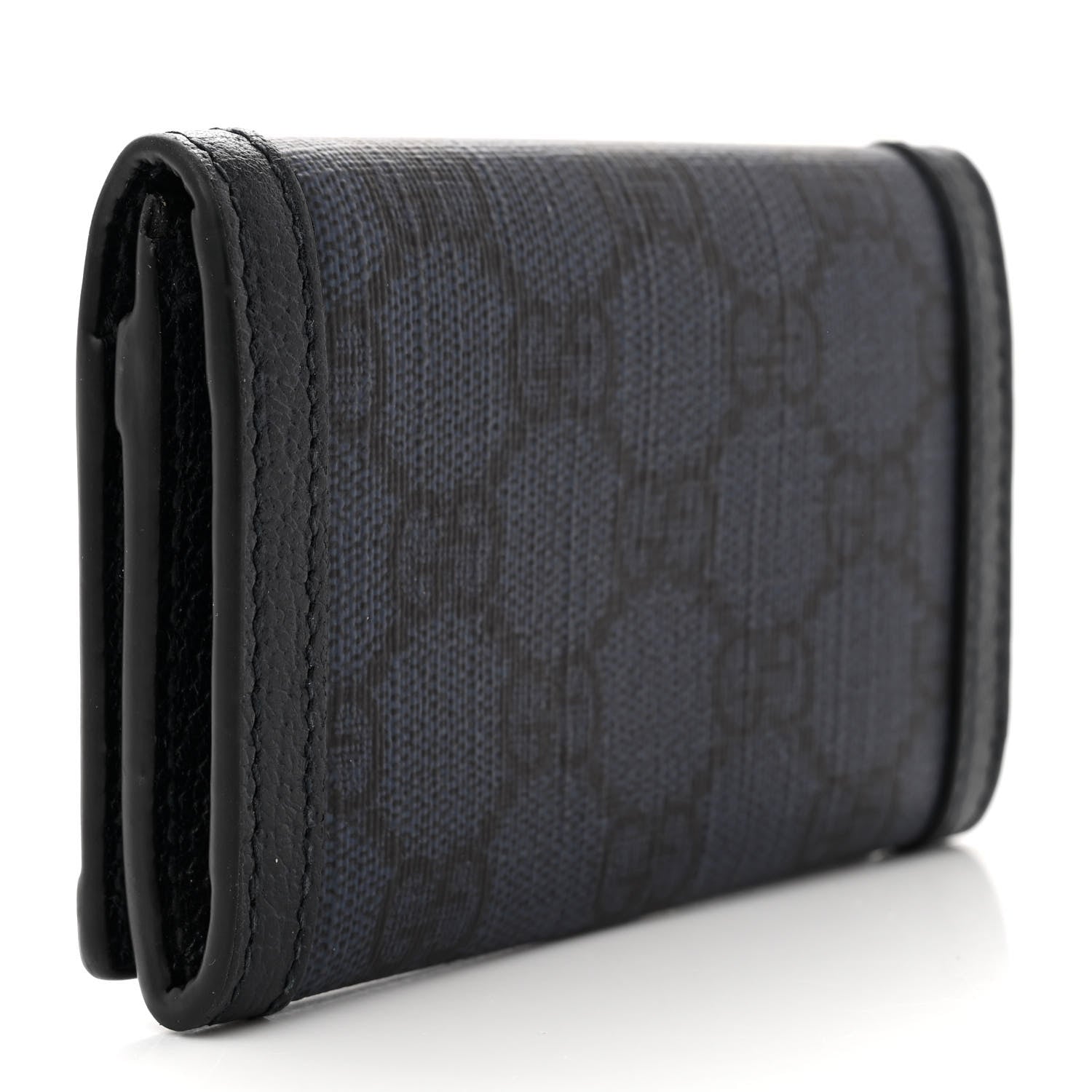 Gucci GG Supreme Monogram Textured Dollar Calfskin Card Case Blue Dark Blue 3 of 8
