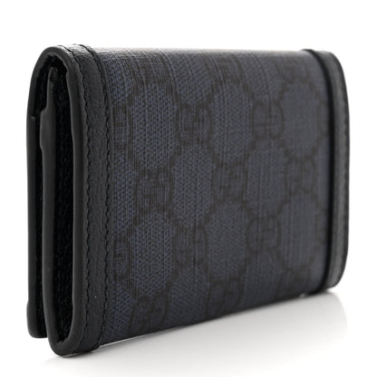 Gucci GG Supreme Monogram Textured Dollar Calfskin Card Case Blue Dark Blue 3 of 8