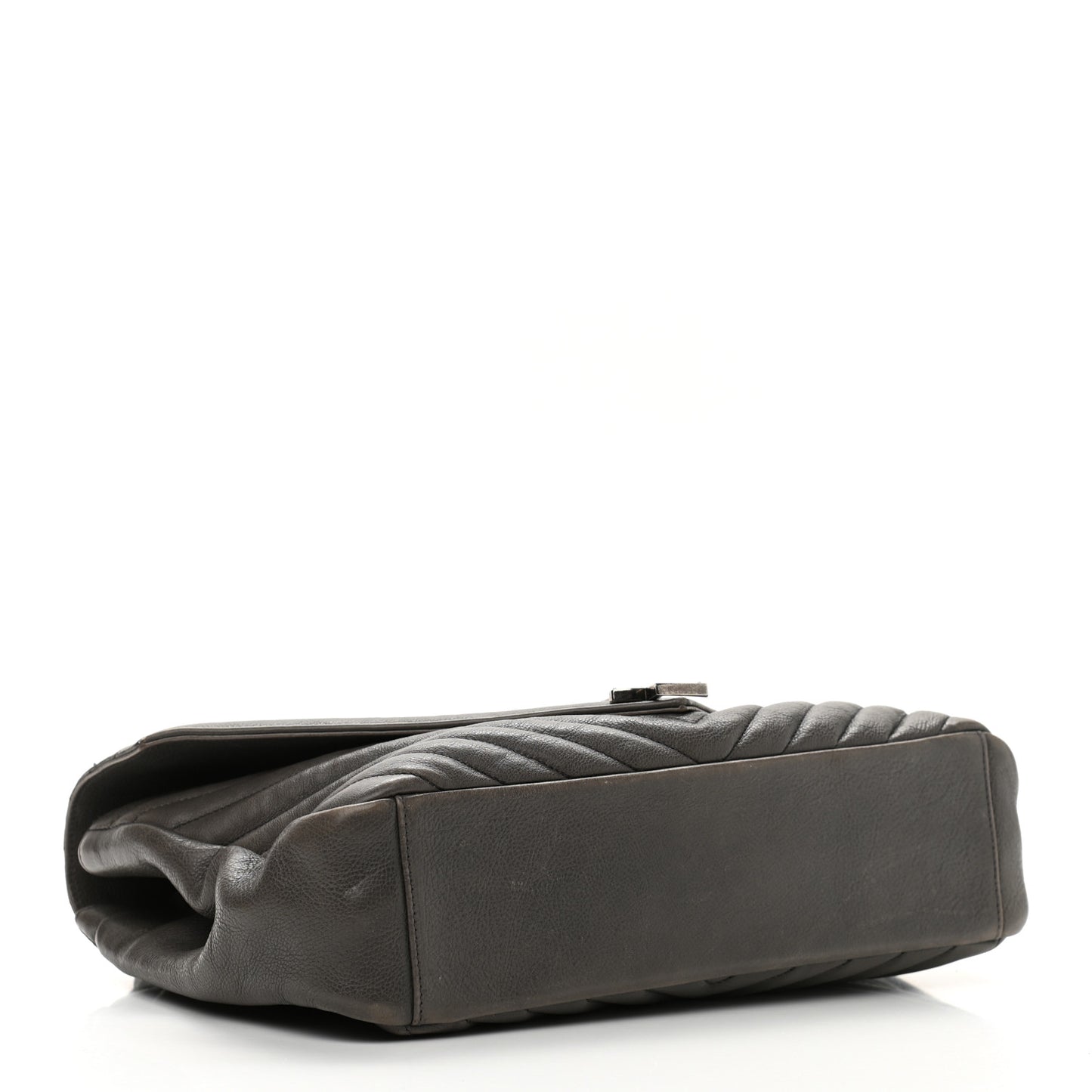 Sheepskin Matelasse Chevron Monogram Large College Satchel Dark Anthracite