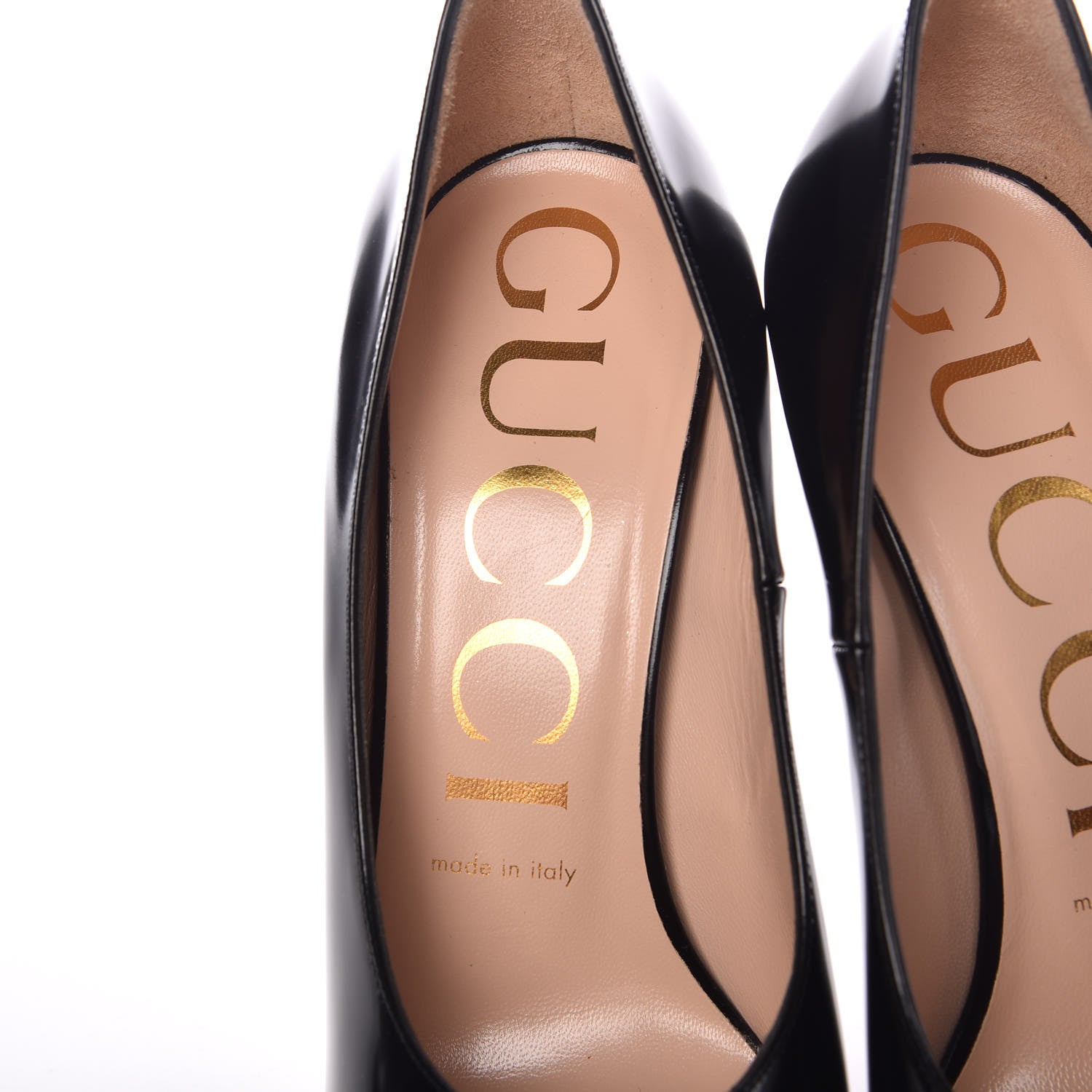 Gucci Polished Calfskin Removable Pearly Bow Elaisa Platform High Heel Pumps 38 Black 7 of 12