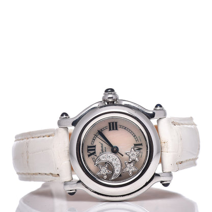 Chopard Stainless Steel Alligator Diamond Mother of Pearl 26mm Happy Sport Moon Star Quartz Watch 3 of 9