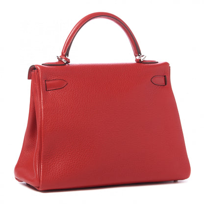 Hermes Taurillon Clemence Kelly Retourne 32 Rouge Casaque 2 of 32