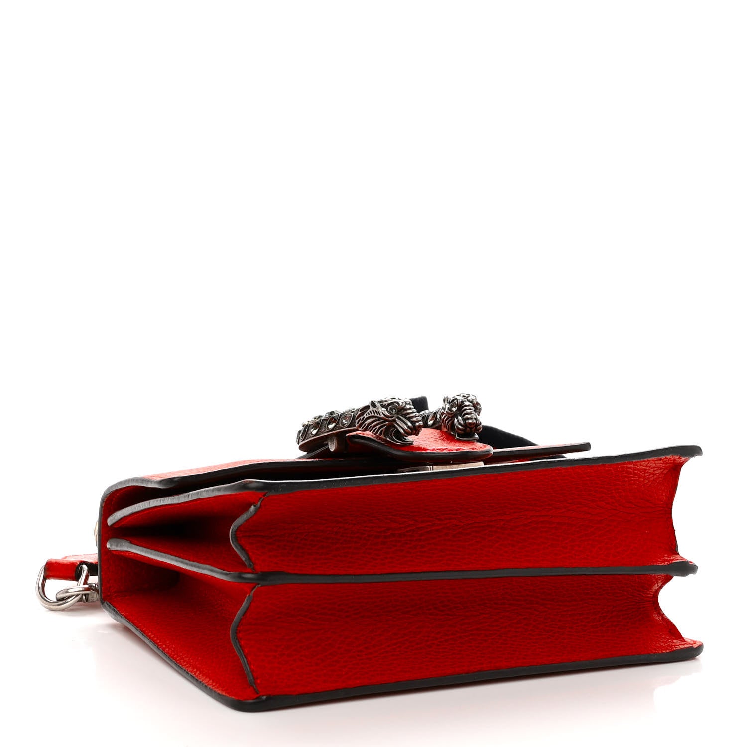 Gucci Dollar Calfskin Crystal Web Mini Dionysus Bamboo Top Handle Bag Hibiscus Red 4 of 15