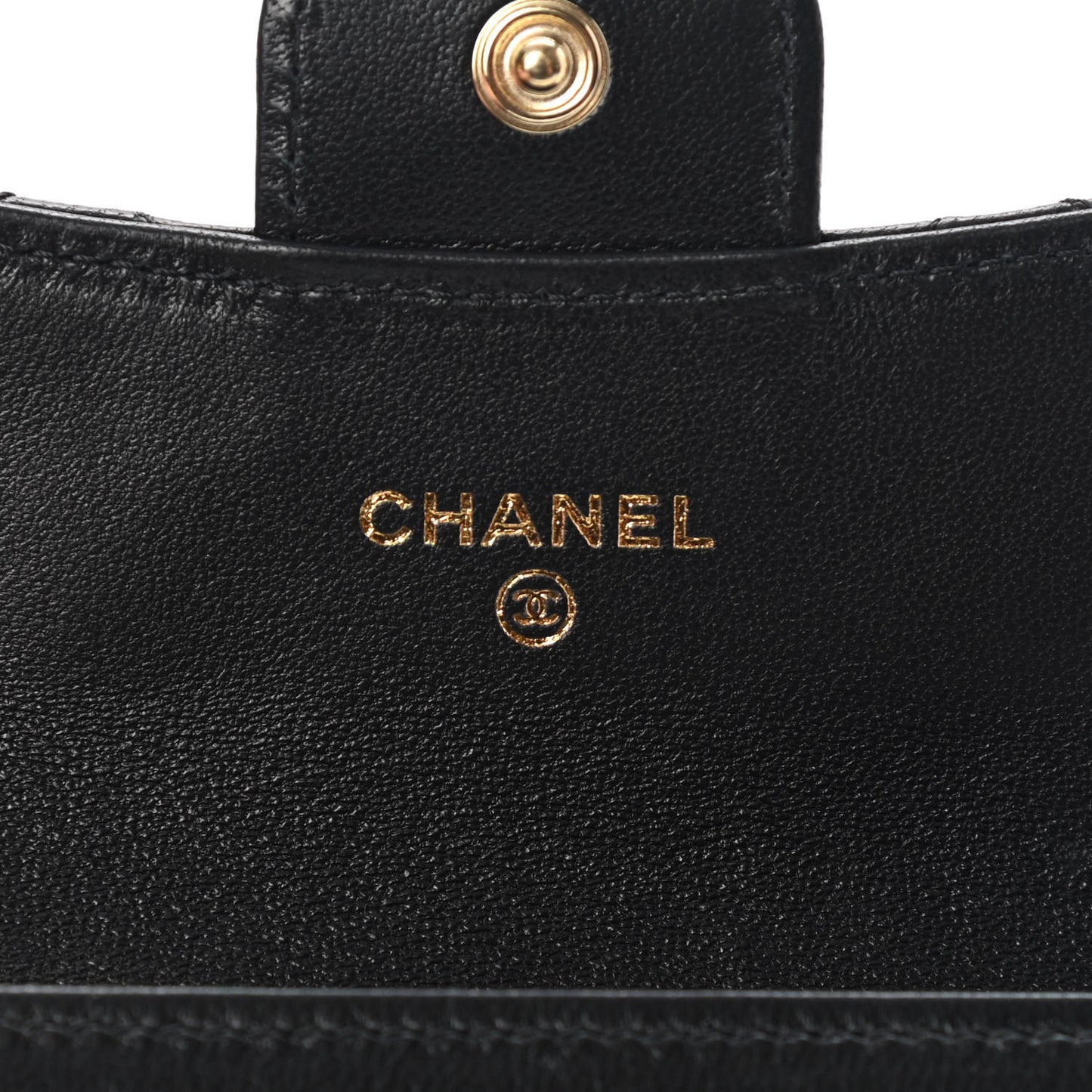 Lambskin Quilted Flap Card Holder Wallet Black