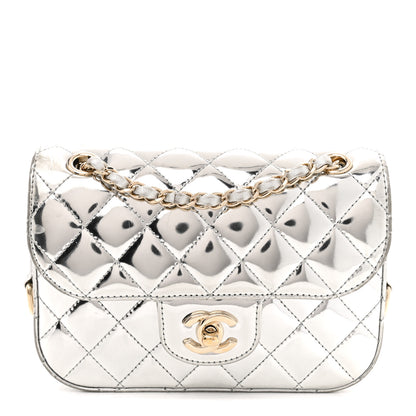 Chanel Mirror Calfskin Metallic Calfskin Quilted Hollywood Boulevard Mini Flap With Star Coin Purse Silver 1 of 13