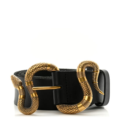 Gucci Calfskin Snake Belt 85 34 Black 1 of 5