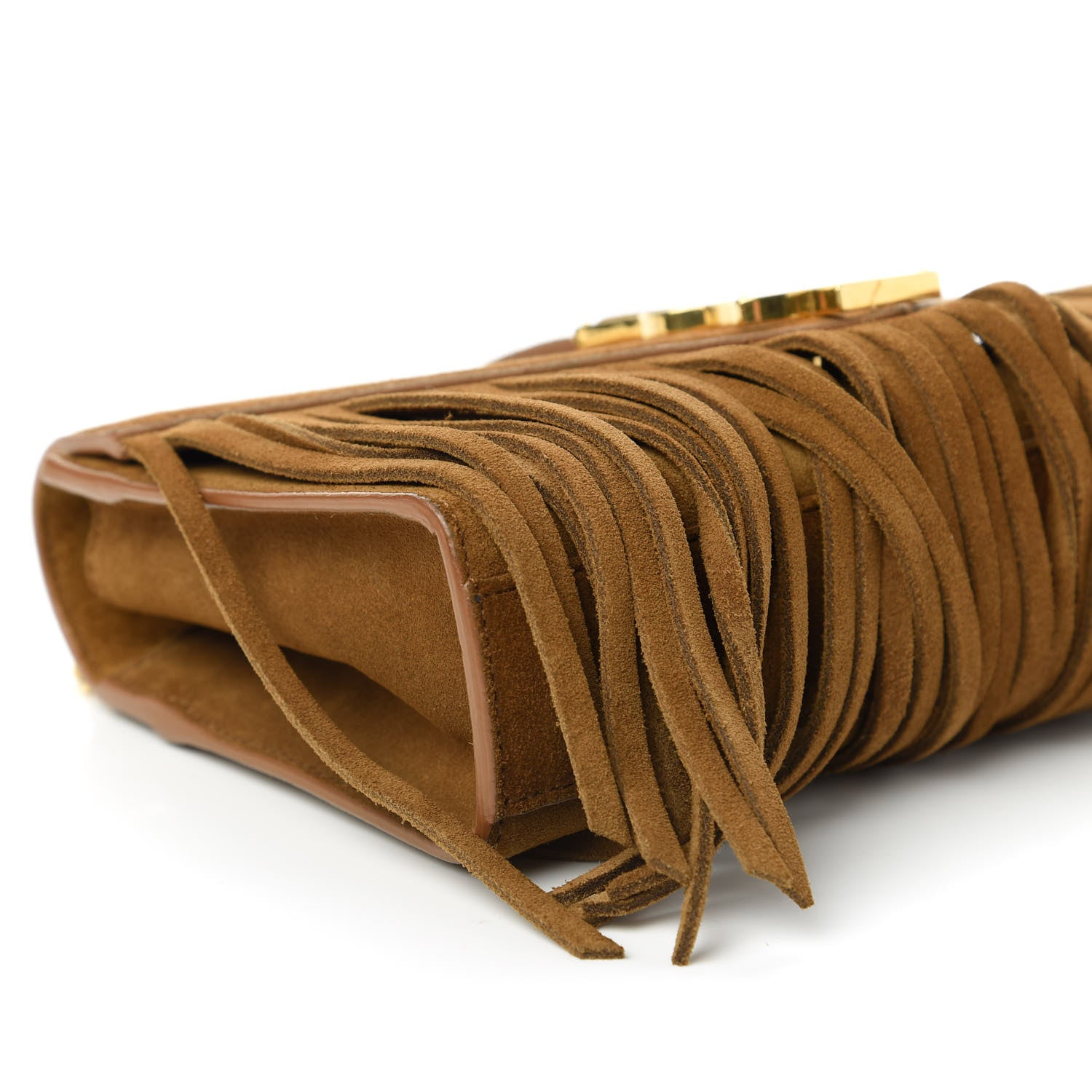 Saint Laurent Suede Fringe Baby Monogram Satchel Light Ocre 6 of 10