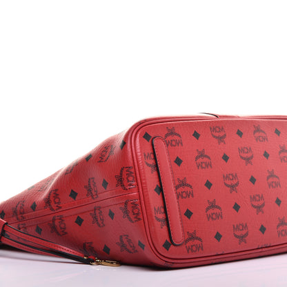 MCM Visetos Medium Liz Reversible Shopper Tote Ruby Red 13 of 16