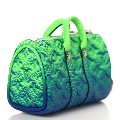 Louis Vuitton Taurillon Illusion Mini Keepall Earphones Pouch Bleu Vert 3 of 6