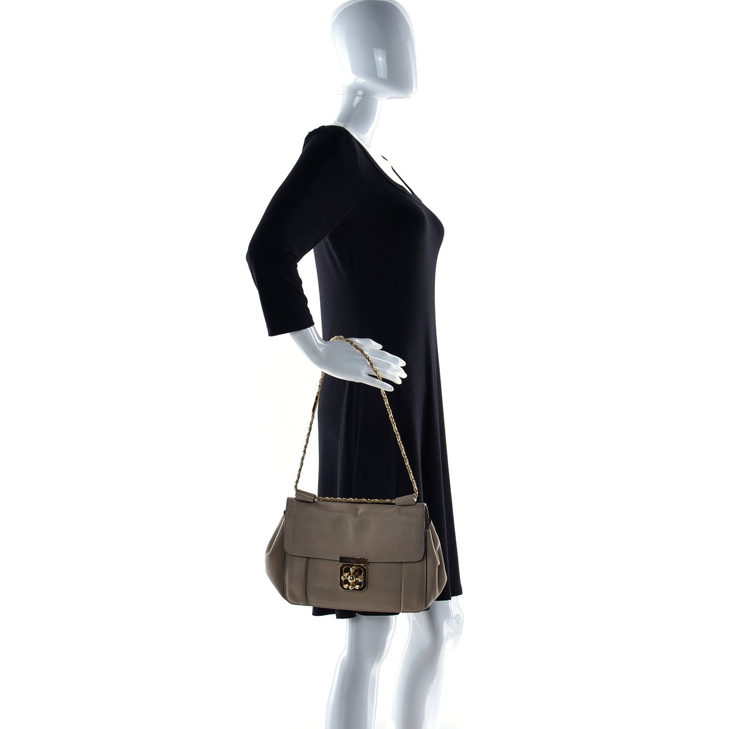 Goatskin Medium Elsie Shoulder Bag Dove