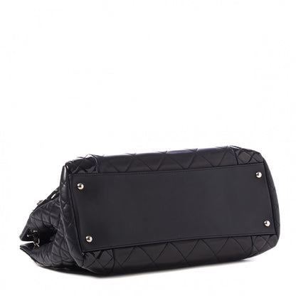 Chanel Lambskin Patent Quilted CC Shopping Tote Black 3 of 9