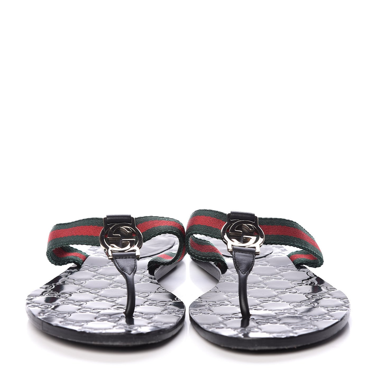 Nylon Guccissima Web Womens Thong Sandals 39 Green Red Black