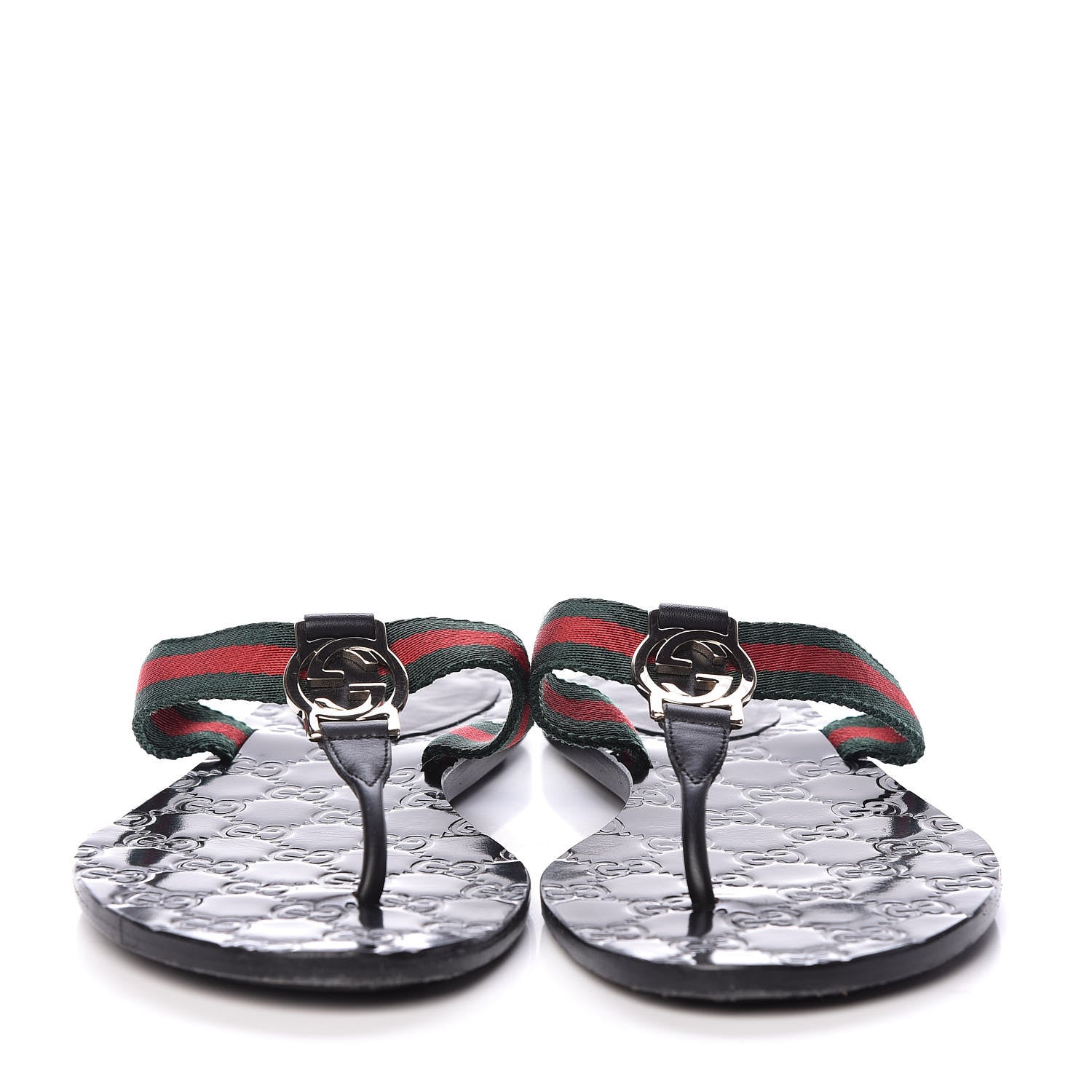 Gucci Nylon Guccissima Web Womens Thong Sandals 39 Green Red Black 2 of 8