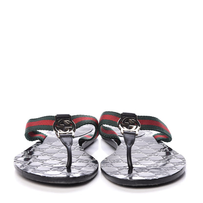 Gucci Nylon Guccissima Web Womens Thong Sandals 39 Green Red Black 2 of 8