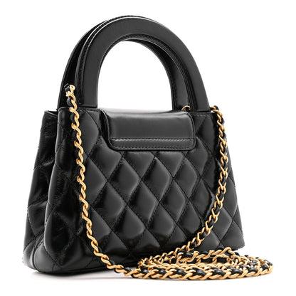 Chanel Shiny Aged Calfskin Quilted Nano Kelly Shopper Black 3 of 10