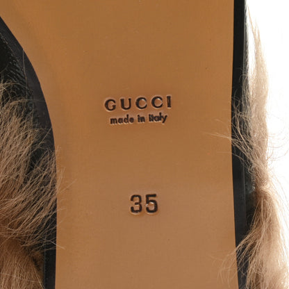 Gucci Calfskin Fur Womens Princetown Slippers 35 Black 6 of 8