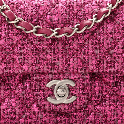Chanel Metallic Tweed Quilted Mini Rectangular Flap Pink 8 of 11