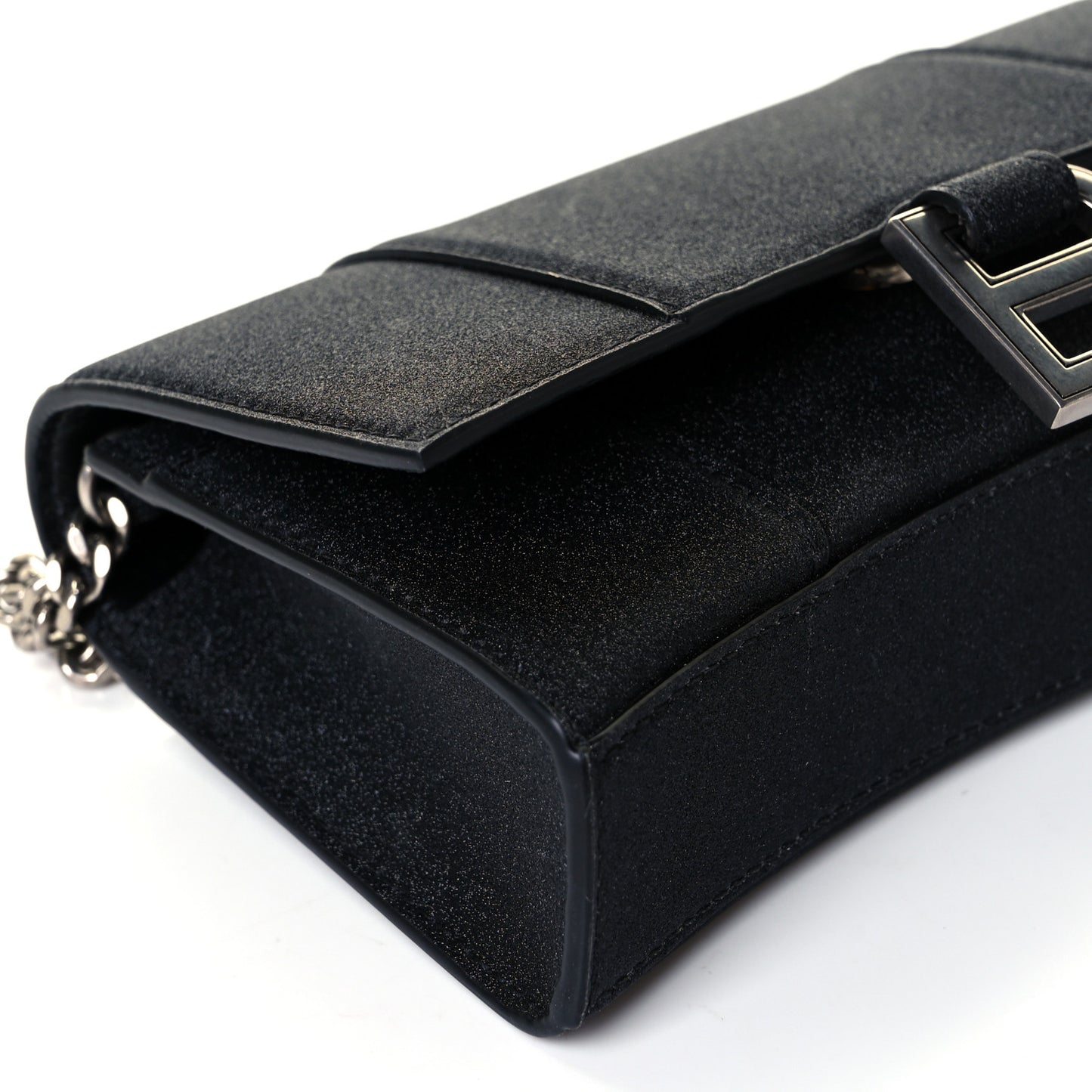 Glitter Fabric Hourglass Chain Bag Black