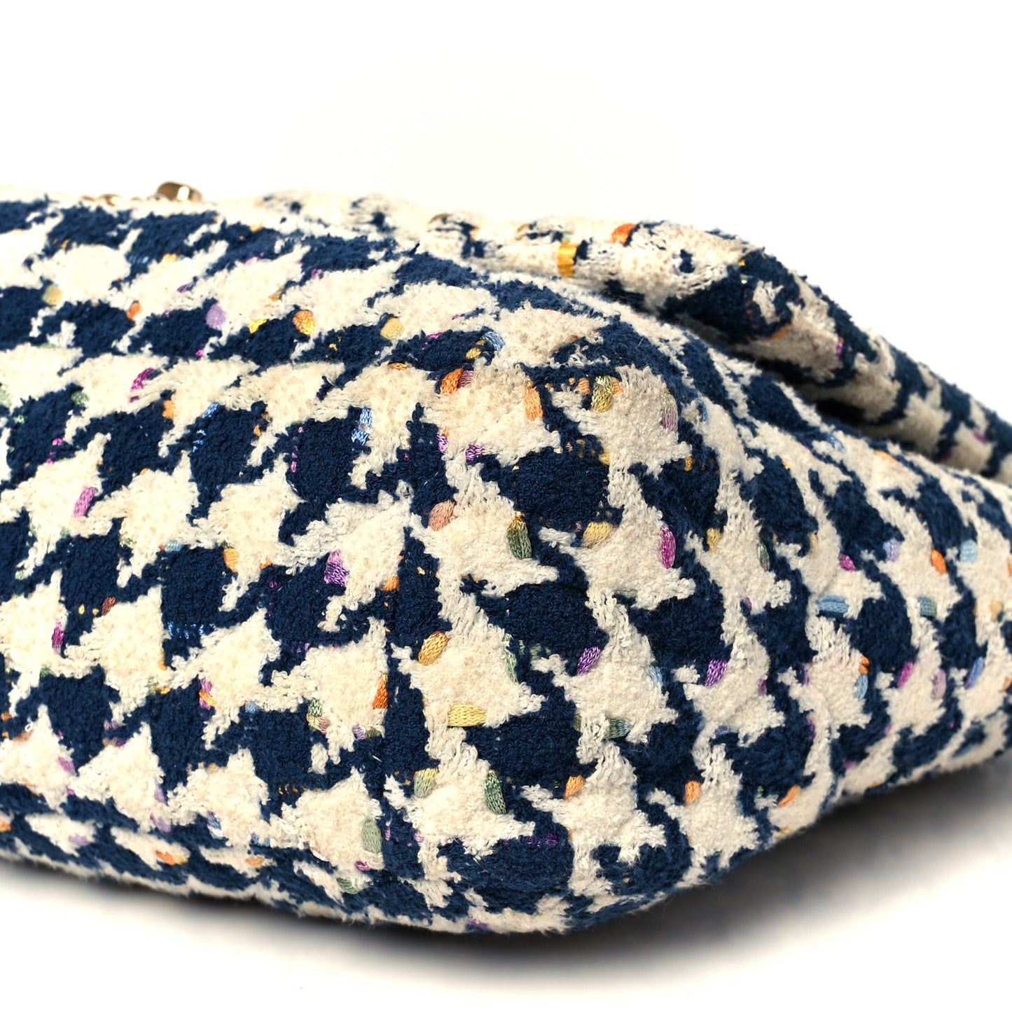 Tweed Quilted Maxi Chanel 19 Flap Ecru Navy Blue Multicolor