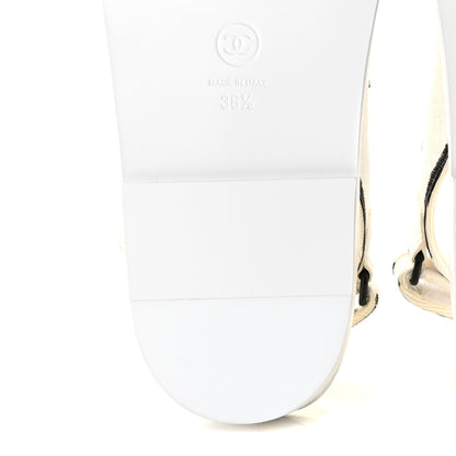 Chanel Printed Calfskin Velcro Dad Sandals 36.5 White Black 10 of 12