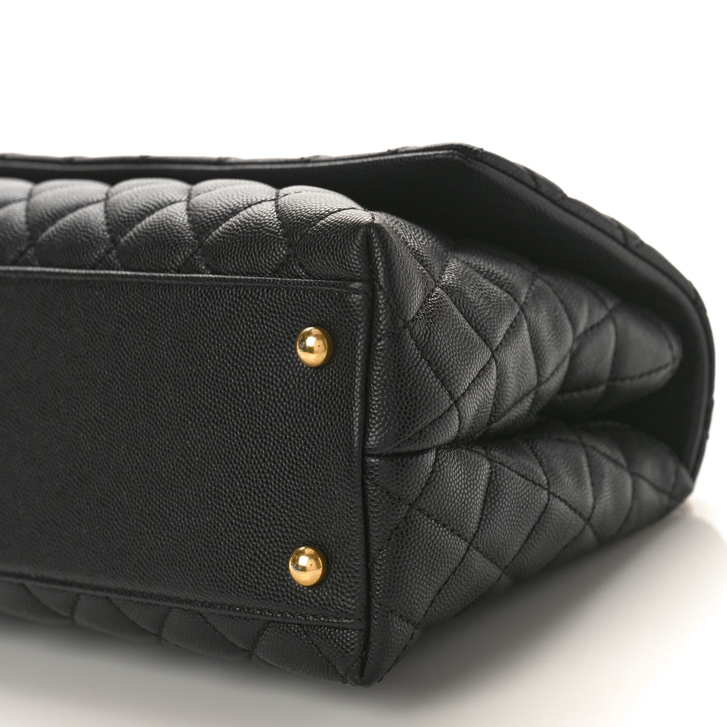 Caviar Quilted Small Coco Handle Flap Black