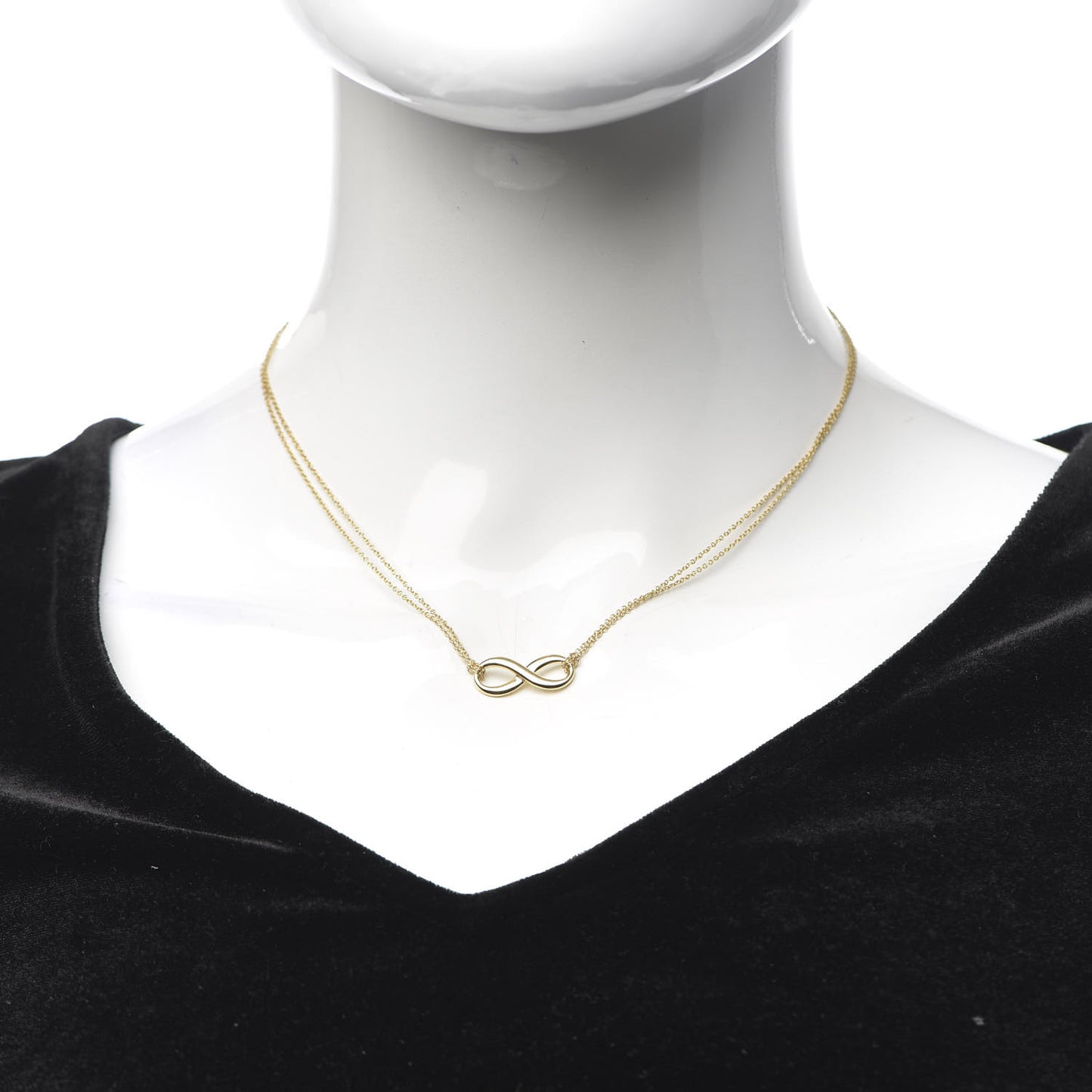 18K Yellow Gold Infinity Double Chain Pendant Necklace